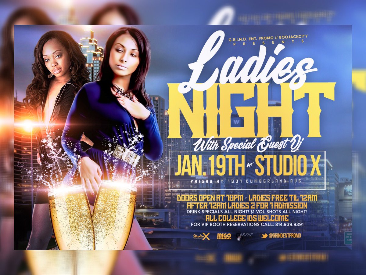 GRINDEntPromo's tweet photo. Tomorrow!! Ladies come enjoy the night w/ Admission and drinks specials all night @ StudioX... #UTK #VolNation #PullUp #GoBigOrange #Ladies2for1 https://t.co/lZ76LcHnks