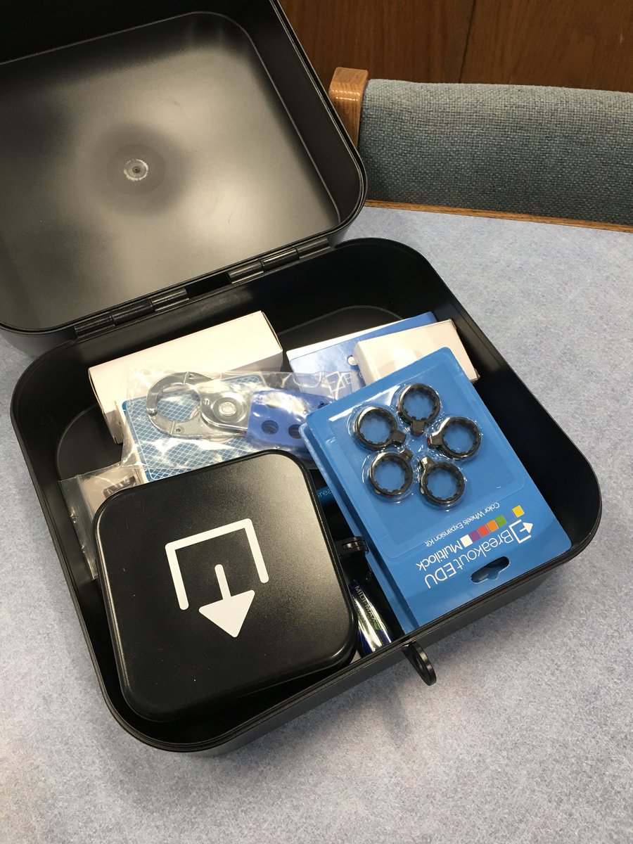 WES_LibraryIMC's tweet photo. Well I can name one VERY happy librarian today!! Got my first #breakout box! What shall I do first?! Genres? Parts of a book? Decisions decisions @breakoutEDU @wantaghel @wantaghschools #weslibrary https://t.co/JP8RiKyZgb