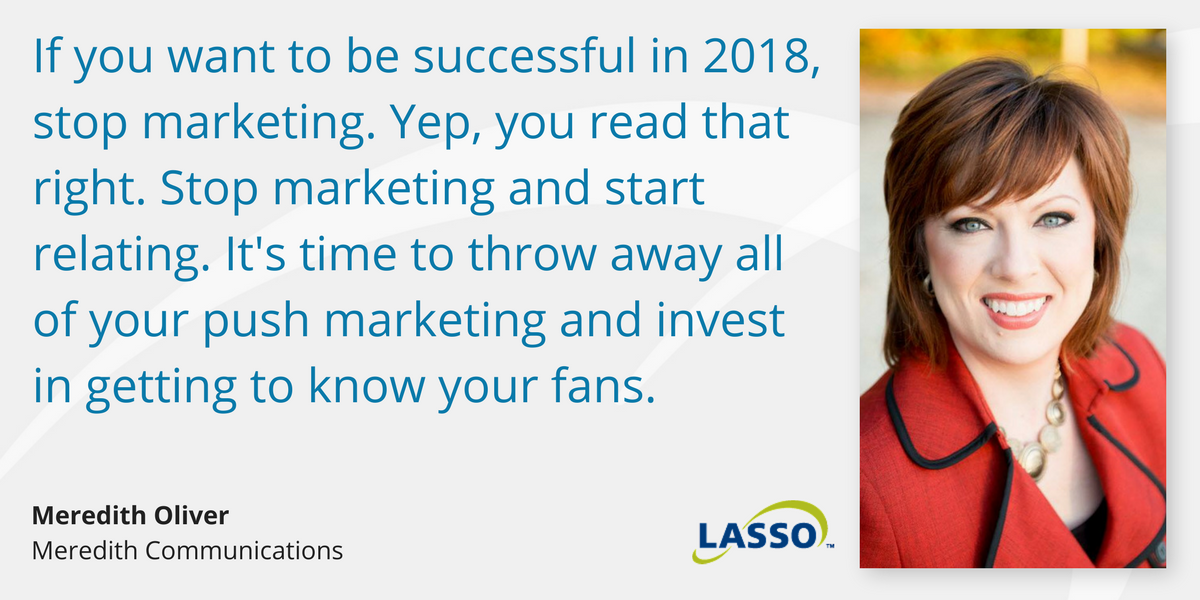 LassoCRM's tweet photo. Read @MeredithCSP's full advice for 2018, plus new home sales and marketing tips from 19 more industry experts! https://t.co/oK23sO0YOi #newhomesales #marketing #2018tips https://t.co/BmDzoa2yAv