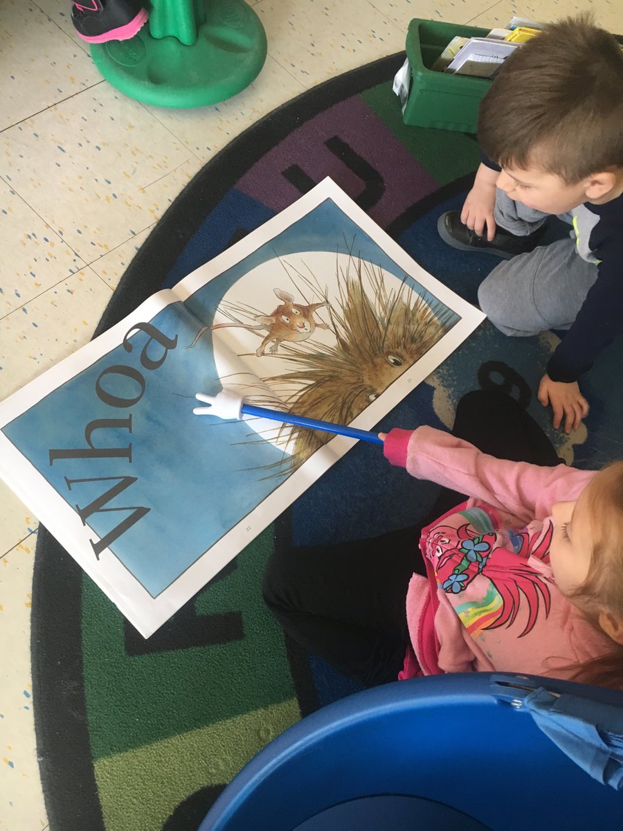 Jennifer2Monroe's tweet photo. Kindergarteners becoming readers! Pointing one to one correspondence is a milestone in reading. #monpln https://t.co/V6LVqwZTOs