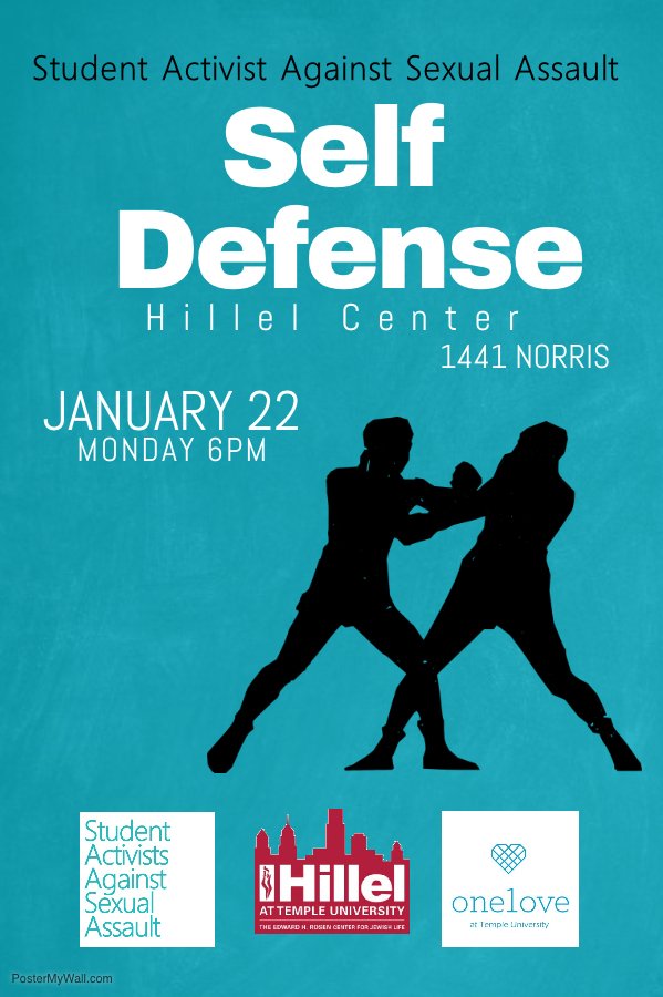 Check out this awesome Self Defense Workshop happening Monday night at the <a href="/HillelAtTemple/">Hillel at Temple</a> hosted by <a href="/SAASA_temple/">S.A.A.S.A. at Temple</a>! #OneLove #selfdefense