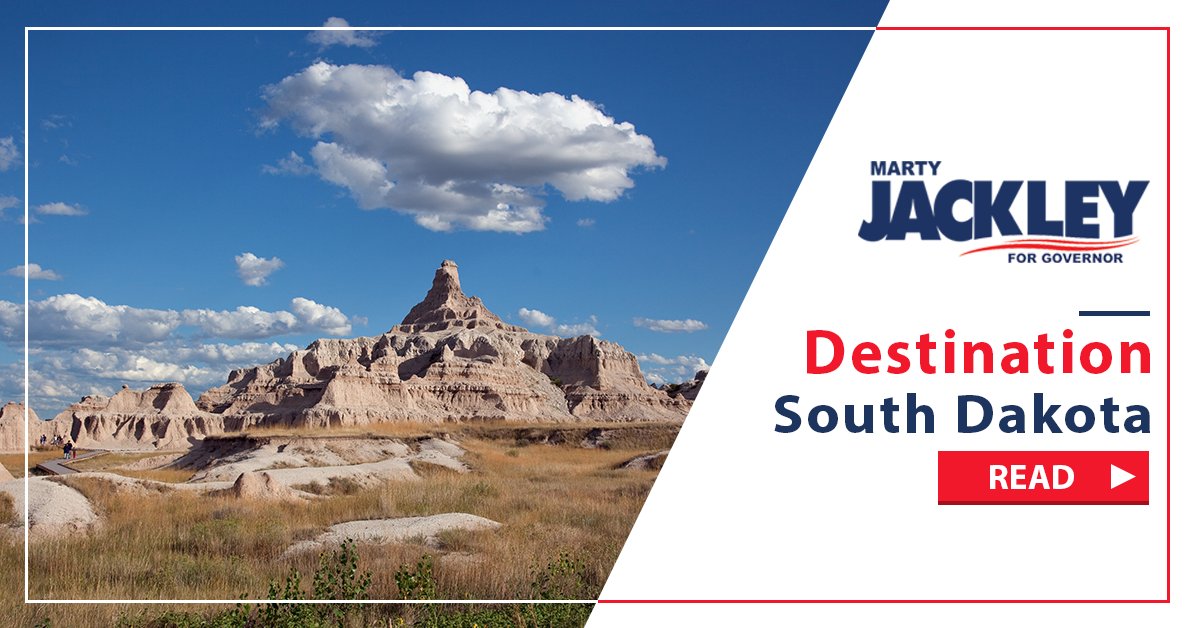 martyjackley's tweet photo. Check out my Destination South Dakota Tourism Initiative, a five-point plan to promote the tourism industry, create new jobs and grow the economy! https://t.co/MNQ4NSDZhC #SDonTheMove https://t.co/CSZ2TlhaKz