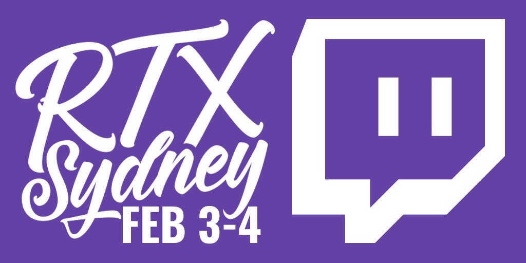 RoosterTeethANZ's tweet photo. #RTXSydney is proud to be supported by our Livestream Partners at @Twitch! 

Laugh, cry, and PogChamp with us at https://t.co/i5hxvmA7pi Feb 3 &amp; 4. #ad https://t.co/iAGSZb708e