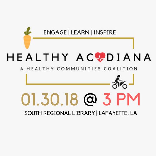 wfoundationinc's tweet photo. We invite you to join a community-wide initiative to build a Healthier Acadiana!

SAVE THE DATE | BRING A FRIEND | SPREAD THE WORD

#HealthyAcadiana #NewYearNewHealthyCommunity #AcadianaEvents
#LafayettEvents 

@KATCTV3 @KLFY @YourNews15 @OneAcadiana 

https://t.co/xWwNxVtoCh https://t.co/qV3HrFwP5K