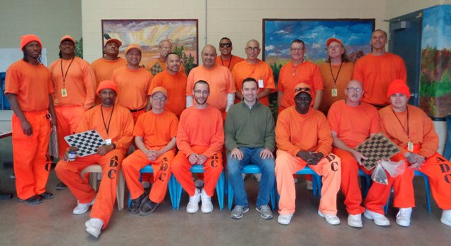 AZCorrections's tweet image. Our thanks to Chess Grandmaster @EugenePerel for taking time to share his incredible knowledge and skill of the game to inspire inmates at ASPC-Lewis, Stiner Unit!