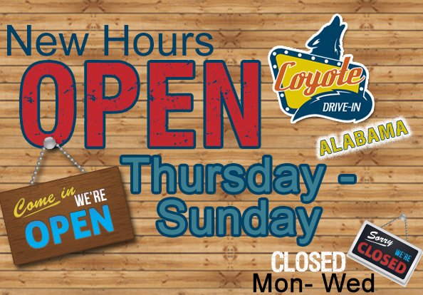 DriveIn_HangOut's tweet photo. NEW WINTER HOURS through March 15 !! Now Showing 12 Strong, The Commuter, Jumanji, $4 Ghostbusters &amp; Ferris Bueller's Day Off Combo &amp; more at Coyote Drive-in. https://t.co/VFY8WPaVv2 https://t.co/s1K1mG8k6c