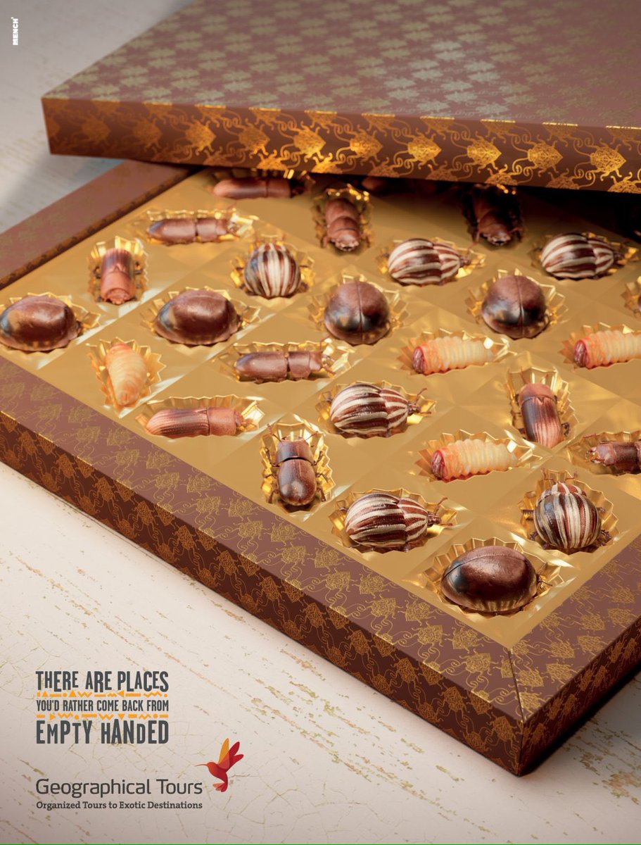 fersimonato's tweet photo. #mktg2017, la agencia mensch @MenschAgency convierte bombones de chocolate en bichos para promocionar viajes a destinos exóticos. Interesante..., crees que es una buena estrategia de marketing para un target como el Argentino? https://t.co/7rHpT7tXkV