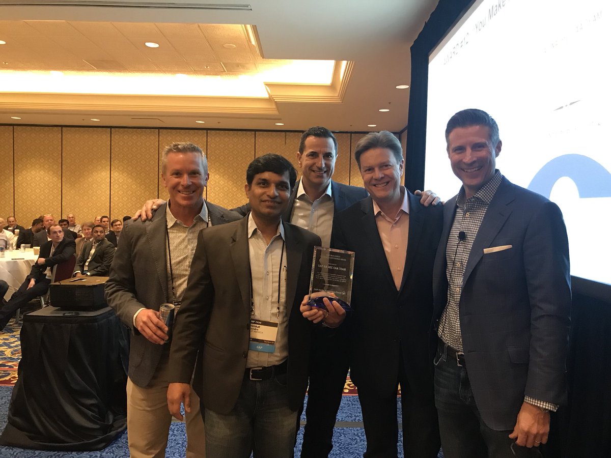 ngurule's tweet image. Today Venkat Gundra, Ken Johnson and our entire NA CAA team were awarded the  ‘Mike McCloskey Award’. This award celebrates our colleague Michael McCloskey who is dearly missed. It’s about heart and passion and our CAA team has it in spades. Congrats team!  #fkom2018 #saphec
