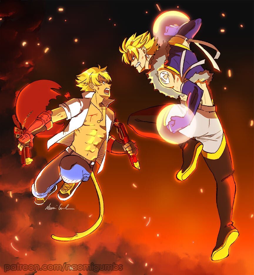 The Collision is nigh. 

The Heavens will be pierced. 

Get ready. 

#HPC 

Heaven Piercing Combat concept art drawn by @nonon_sensei. 

An upcoming project by me that I hope to release later this year! 

Support Naomi: 

patreon.com/naomigumbs

Follow me for #HPC updates