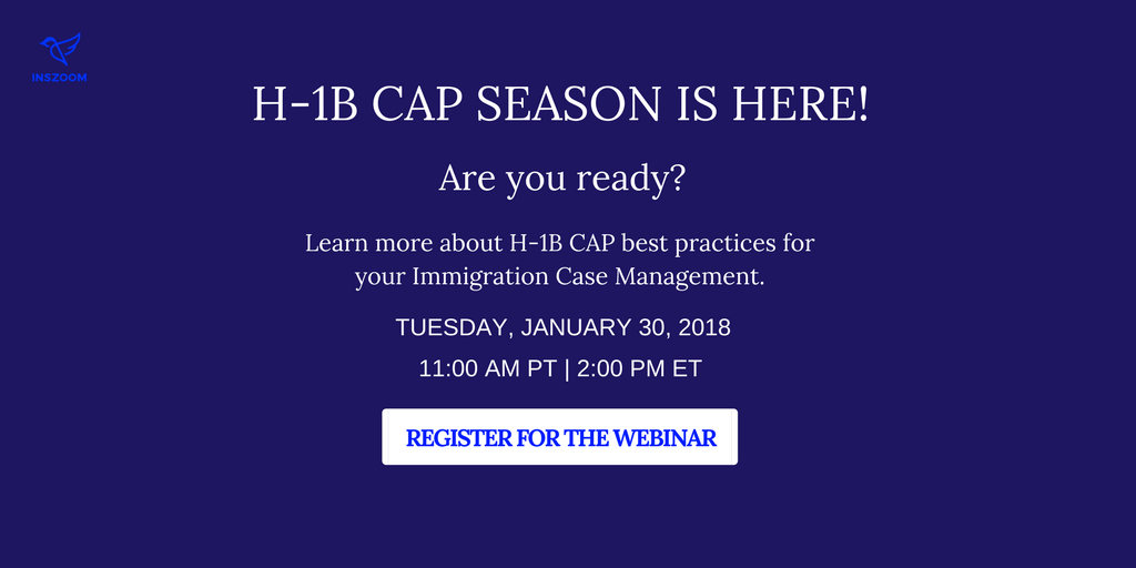 INSZoom's tweet photo. Register for our exclusive #webinar on #H-1B CAP Best Practices for your #ImmigrationCase Management. Limited seats available, sign up now https://t.co/Be9SS1xzaH https://t.co/ebOcxZwb7l