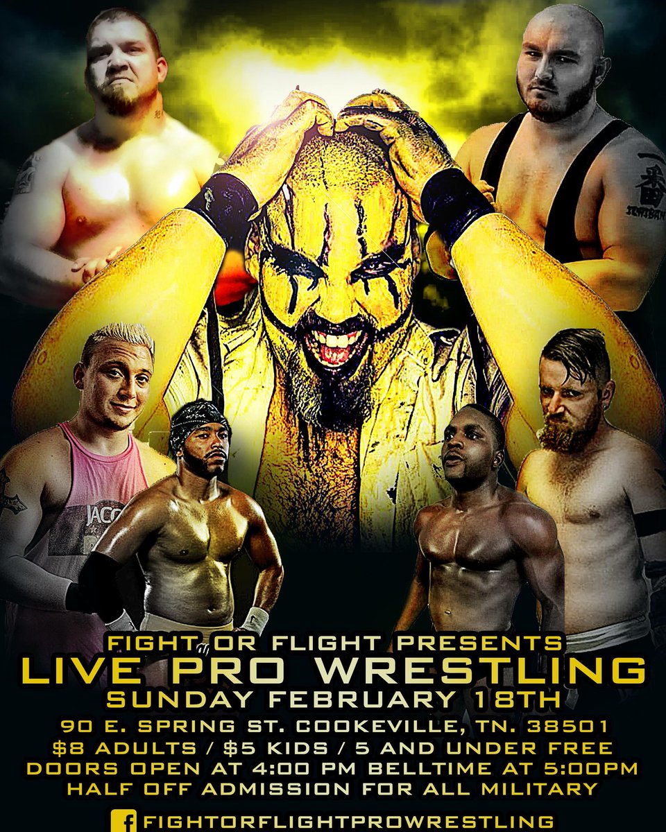 FFPWTN's tweet photo. Join us!!! Fight or Flight brings hard hitting and high flying action back to Cookeville, TN!!! #fightorflight #professionalwrestling #prowrestling #indywrestling #tennessee #tennesseeprowrestling https://t.co/ZMQnqF6EDI https://t.co/14ncJwYhPY