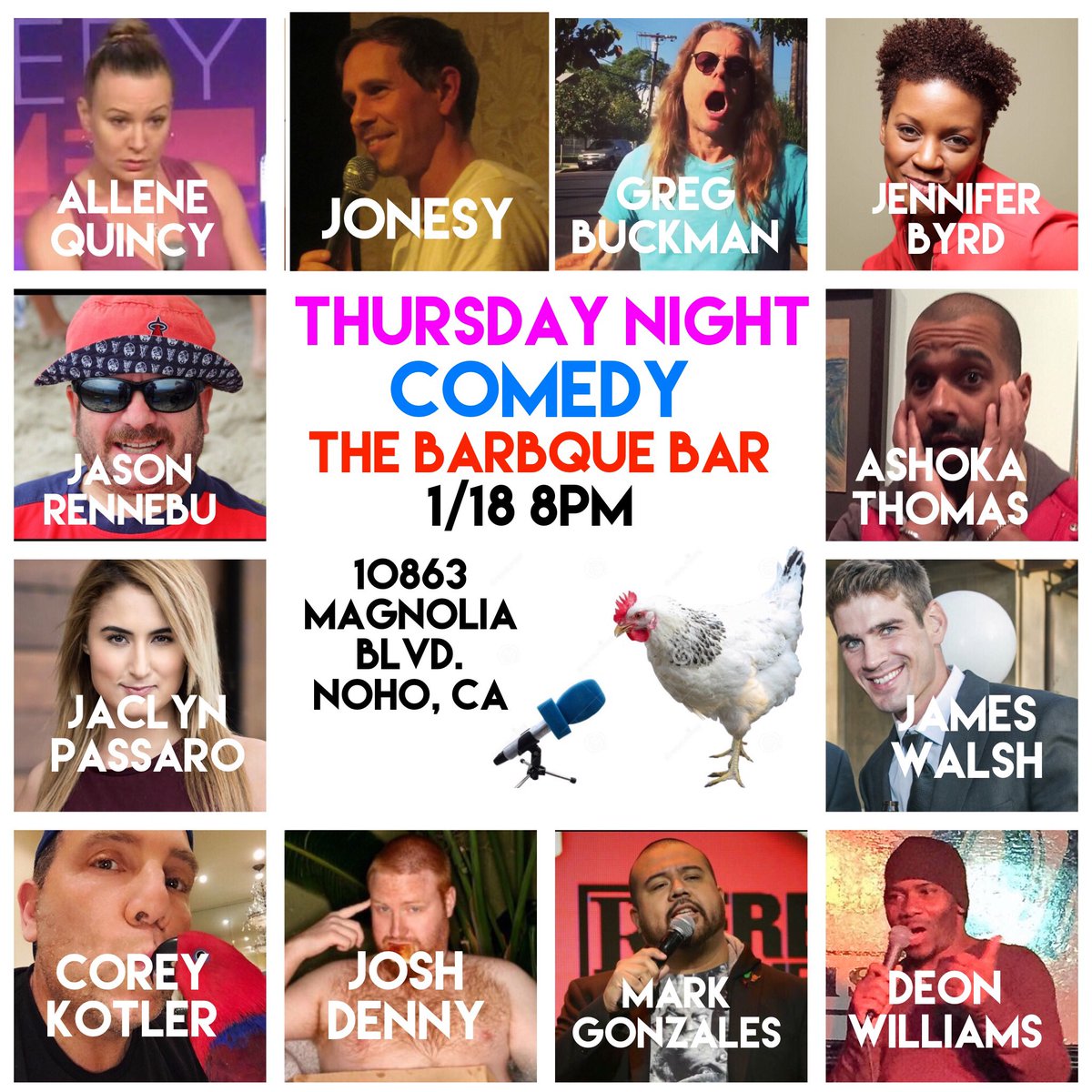 BBQbarLA's tweet photo. Thursday night #comedy is happening with an #awesomelineup of #comics . 
 The #Barbque #bar 
10863 Magnolia Blvd. #NorthHollywood #noho #LosAngeles show starts at 8pn #standupcomedy #la  #laevents @NoHoArts #nohoartsdistrict https://t.co/jP2rSzEeLx