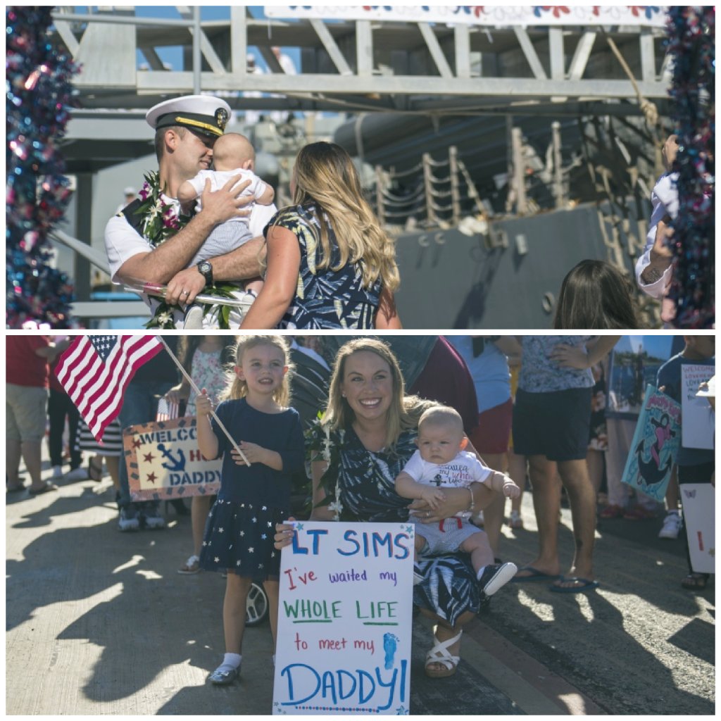 'I've waited my whole life to meet my daddy!'
Welcome home to Lt. Sims & the rest of the @USSCHAFEE crew. #SOT