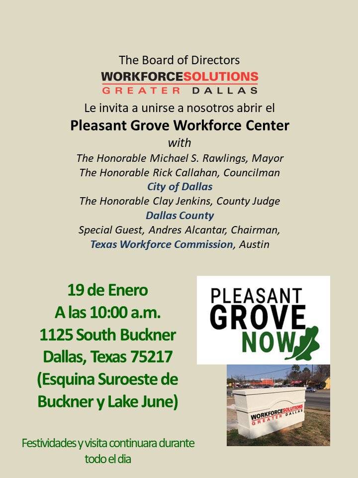 lblarrea's tweet photo. #PleasantGroveWorkforceCenter OPENING Tomorrow! January 19th, 10 a.m. #JoinUS #RTplz .@NBCDFW @FOX4 @wfaa @Univision @CBS11 Once grand library, shuttered for years, NOW breathing life into the community. #Exciting #communitydevelopment #workforcedevelopment #economicdevelopment https://t.co/lOKEMyXAHW