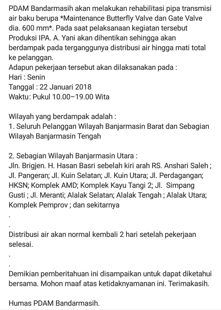 #InfoPDAMBandarmasih