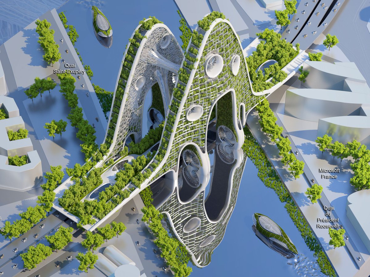 VCALLEBAUT's tweet photo. « BRIDGE TOWERS IN PARIS » / Vincent Callebaut Architectures
Green inhabited amphibian bridges across the Seine river upstream and downstream of Paris. #ReinventingCities #C40Cities #BuildingBridge

All details about our project for Paris on our website : https://t.co/bCQZ9JzKC9 https://t.co/VBpBR8pMV0