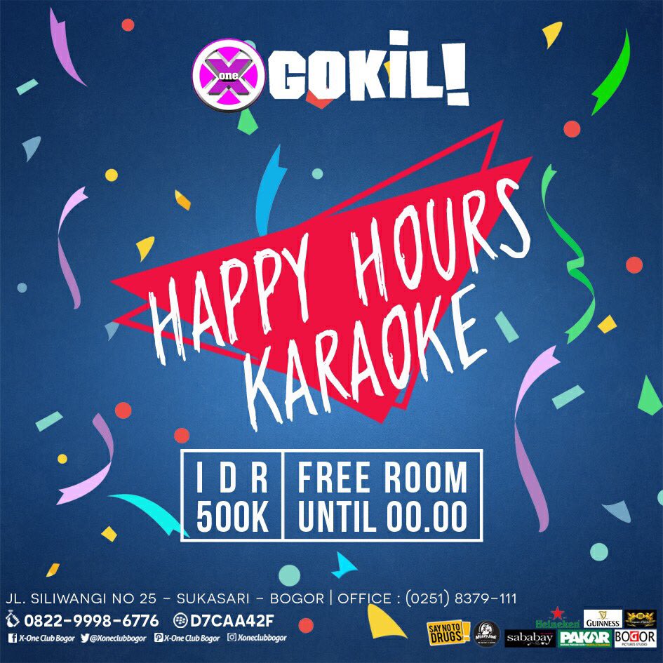 Good news people !! 
HAPPY HOURS KARAOKE
Free room until 00:00 
IDR 500 K 
Grab it fast !!