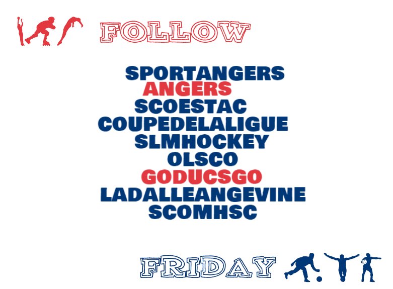 Angers's tweet photo. #FF top des contributeurs avec le #SportAngers cette semaine :
@SCO_1919 ⚽️
@LaDalleAngevOFF 🏆
@DucsdAngers 🏒
@passionsports49 🥇
@epeeyt⚽️
@aurelie_mia 🏒
@ufab49🏀
@EABasket49🏀
@angersnoyanthbc🤾♀️
@Angerswaterpolo🤽♂️
@AngersTriathlon🚴♀️ https://t.co/tLpm3C8rJy