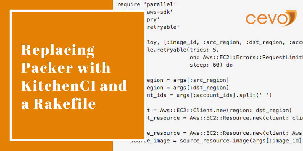 cevoaustralia's tweet photo. An introduction to creating validated #AMIs without using Packer: 
@stevemac gives the low-down on replacing #Packer with @kitchenci and a #rakefile
https://t.co/RNq6icZRdJ
#TechTalk #AWS https://t.co/zYxV3jm0nm