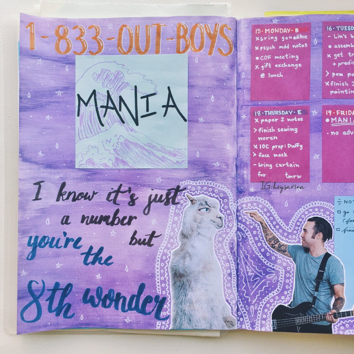 heymeryyy's tweet image. This week’s journal spread is brought to you by #FOBMANIA @falloutboy