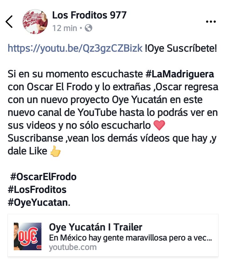 losfroditos977_'s tweet photo. Suscribanse Oye Yucatan!!! https://t.co/jVoXna8YJj