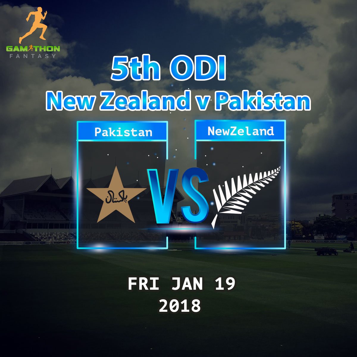 gamithon's tweet photo. Be ready for thrilling 5th ODI between Pakistan VS New Zealand on 19th Jan 2018.
create your dream team for playing at Gamithonfantasy website for Exciting fantasy cricket league and win cash prizes.
#Cricket #Gamithonfantasy https://t.co/eZIkVkj20i