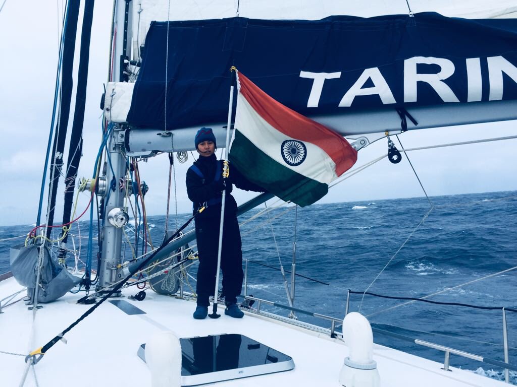 INCIndia's tweet photo. Congratulations to #INSVTarini team as they round Cape Horn. @indiannavy #womenpower 👊🏽 https://t.co/OEKT3rBt9r