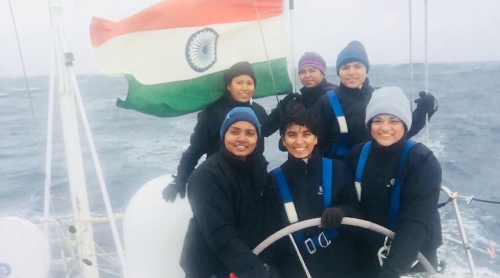 INCIndia's tweet photo. Congratulations to #INSVTarini team as they round Cape Horn. @indiannavy #womenpower 👊🏽 https://t.co/OEKT3rBt9r