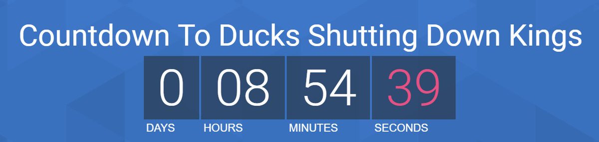 AnaheimSports1's tweet photo. Countdown Clock - For Ducks Shutting Down The Kings ⏰
#LetsGoDucks #FreeCogs https://t.co/ugZJV1InYR