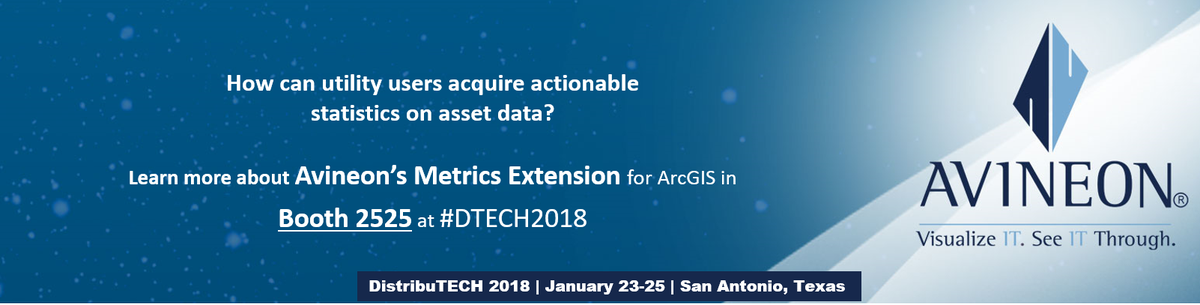 AvineonUS's tweet photo. Actionable stats with enhanced baseline reporting of asset data. Learn more about the #Avineon Metrics Extension at Booth 2525 #DTECH2018 https://t.co/p281IpkUW2