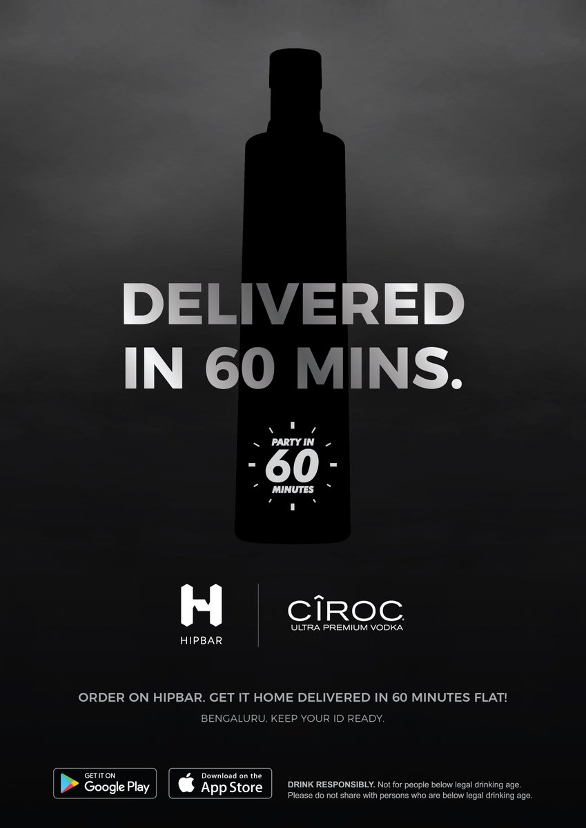 HipBarApp's tweet photo. What's a party without #Vodka right? #HipBar now brings exquisite French vodka to your doorstep in 60 mins flat. Give priority delivery a #shot today! More info here - https://t.co/PSQmmOs0DH #Ciroc #BringItHome #Bengaluru https://t.co/BuEIb15jB2