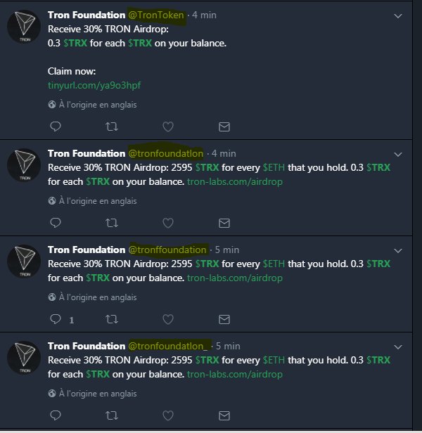 LikeAZephyr's tweet photo. Wtf @Twitter .... in a single search on $trx I stumble upon 4 different fake  accounts spanked for @tronfoundation ! It's clearly a bot do something please it lasts for a while ... 😤 #tron $trx $tron https://t.co/U0J3hiugsM