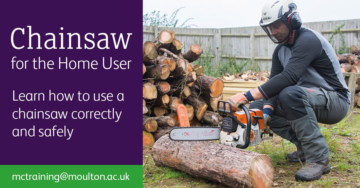 MoultonCollege's tweet photo. #NewYearNewSkills! Learn how to use a chainsaw! Join us on our next Chainsaw for the Homeuser course running on Saturday 27th January 2018. Book Now! p://ow.ly/ZcFx30dzj4m #chainsawtraining #newchainsaw #domesticchainsaw https://t.co/Y9l0na3Yzn
