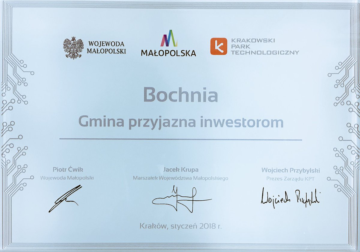 Miasto Bochnia z tytułem „Gmina przyjazna inwestorom”. BSAG  największym inwestorem w Małopolsce. Tak można podsumować ostatni rok rozwoju gospodarczego Bochni.