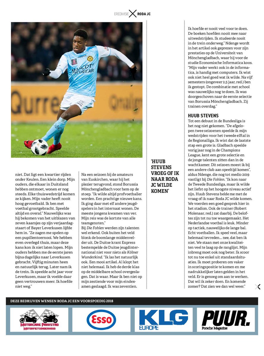 SanderBerends1's tweet photo. In de dikke Winterstopspecial v ELF Voetbal oa mijn interview met Tsiy William #Ndenge v #RodaJCKerkrade. Das Kölner Wunderkind. Lees hier alvast een preview over zijn bijzondere achtergrond: https://t.co/CUUlEHHgLc https://t.co/ao26zG3Z4e