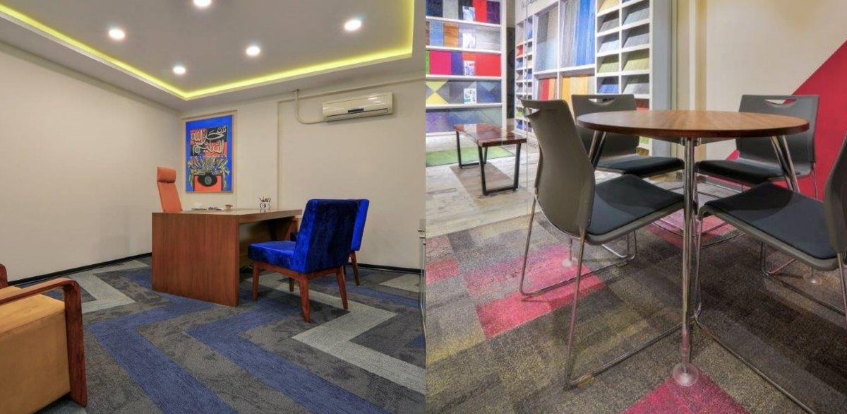 MillikenEurope's tweet photo. Doesn't out partner's showroom in Pakistan look fantastic! Such a colourful array of Milliken products on display at MODULart.
#pakistan #modularflooring #modulart #design #showroom #flooring #carpettile #planks #lvt #colour https://t.co/qlInnPVvsf