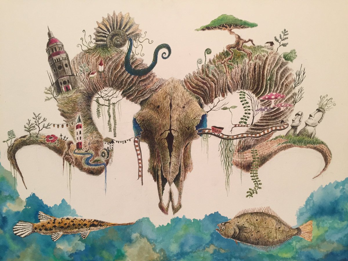 Hayato Ohmori Auf Twitter Village ペンとgペンで描いてます 角や貝など渦を巻く物に不思議な魅力を感じます モアイが好きです イラスト ペン画を流してペン画民を増やそう ペン画 絵画
