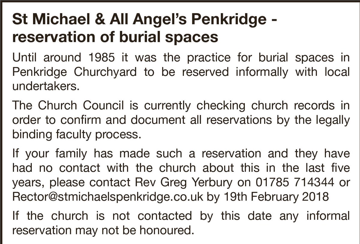 linformation notice about the churchyard #penkridge #Stafford #staffordshire

 classifiedads.expressandstar.co.uk/notices/179413…