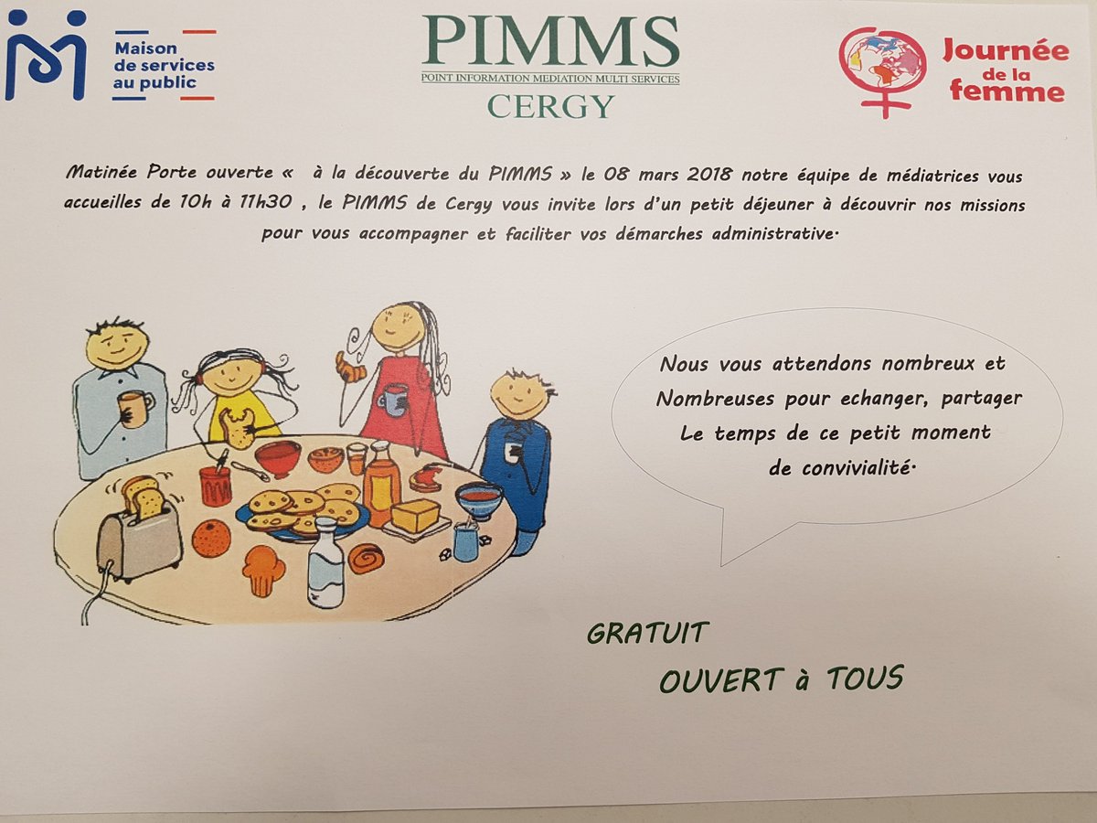 A la decouverte du PIMMS de <a href="/pimmscergy95/">PIMMS de Cergy</a>!!! L'équipe du Pimms de cergy organise un petit déjeuner ouvert a tous. Notre but créer du liens avec le public, les associations alentours, exposer nos diverses missions et partager un moment de convivialité tout simplement!