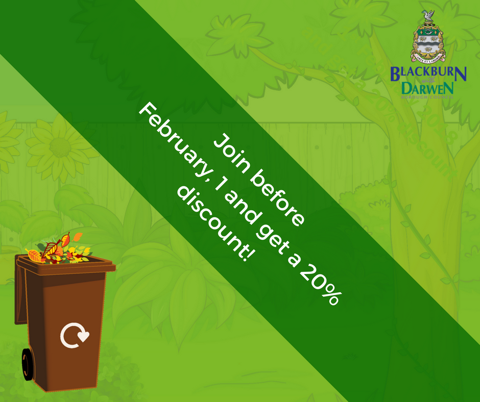 People living in the #Blackburn and #Darwen can have all of their #garden waste collected for an annual subscription fee of just £25 per bin or just £20 if you sign up before 1 February 2018 bit.ly/2gAfXtf ♻️