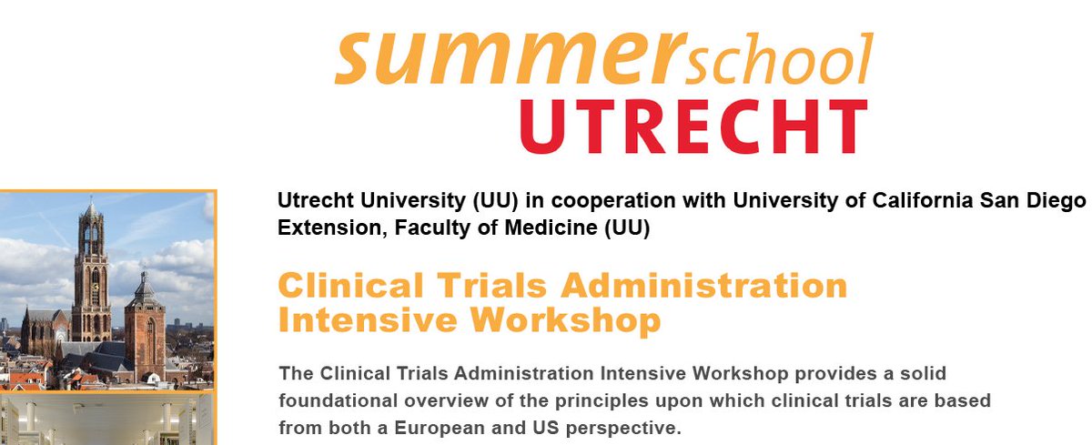 Epidemiology UU (@epidemiologyuu) on Twitter photo Interested in #ClinicalResearch or do you want to start a career in clinical trials as a CRA? Apply for the Clinical Trials Administration Summer School course, 2-6 July 2018, organised by #UMCUtrecht and #UCSDExtension, <a href="/utrechtsummer/">UtrechtSummerSchool</a> bit.ly/2nedXip Interested in #ClinicalResearch or do you want to start a career in clinical trials as a CRA? Apply for the Clinical Trials Administration Summer School course, 2-6 July 2018, organised by #UMCUtrecht and #UCSDExtension, <a href="/utrechtsummer/">UtrechtSummerSchool</a> bit.ly/2nedXip