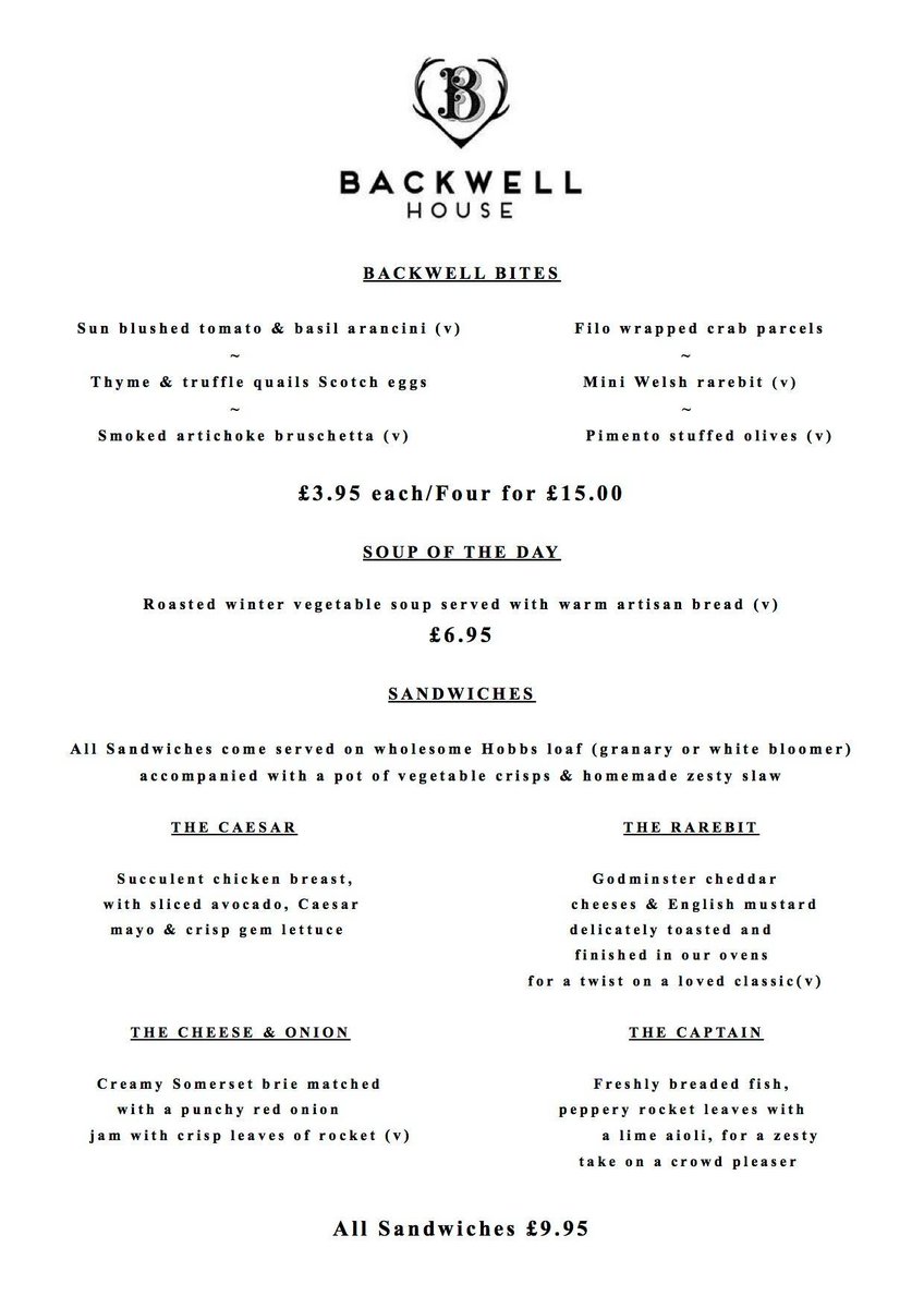We are excited to announce the launch of our new Backwell Bites Lunch Menu, prefect for a more informal lunch in our comfortable lounge or restaurant. 
We hope you will come and try it soon. 👨‍🍳
#backwellbites #backwellhouse #luncmenu #visitbristol