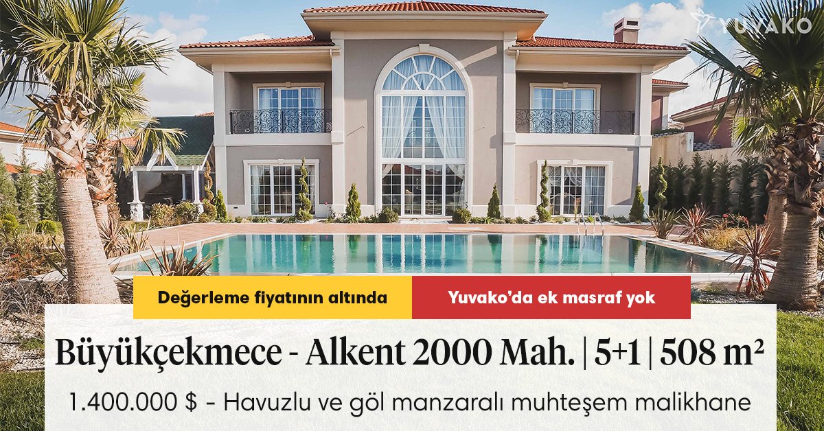 YuvakoCom's tweet photo. 🏠 Büyükçekmece / Alkent 2000 Mah. - SATILIK Pelican Hill Batı Mahal Jasmine Villaları
▪ 1.400.000 $ / 5+1 / 508 m2
📞 Ziyaret planlamak için : 0850 333 0 985
▶ İlan : https://t.co/rRb2DE89Q0
▫ Mülkün değeri, uzman değerleme raporunda yer alan 1.500.000 USD'nin %7 altındadır. https://t.co/5LbMAB0gln