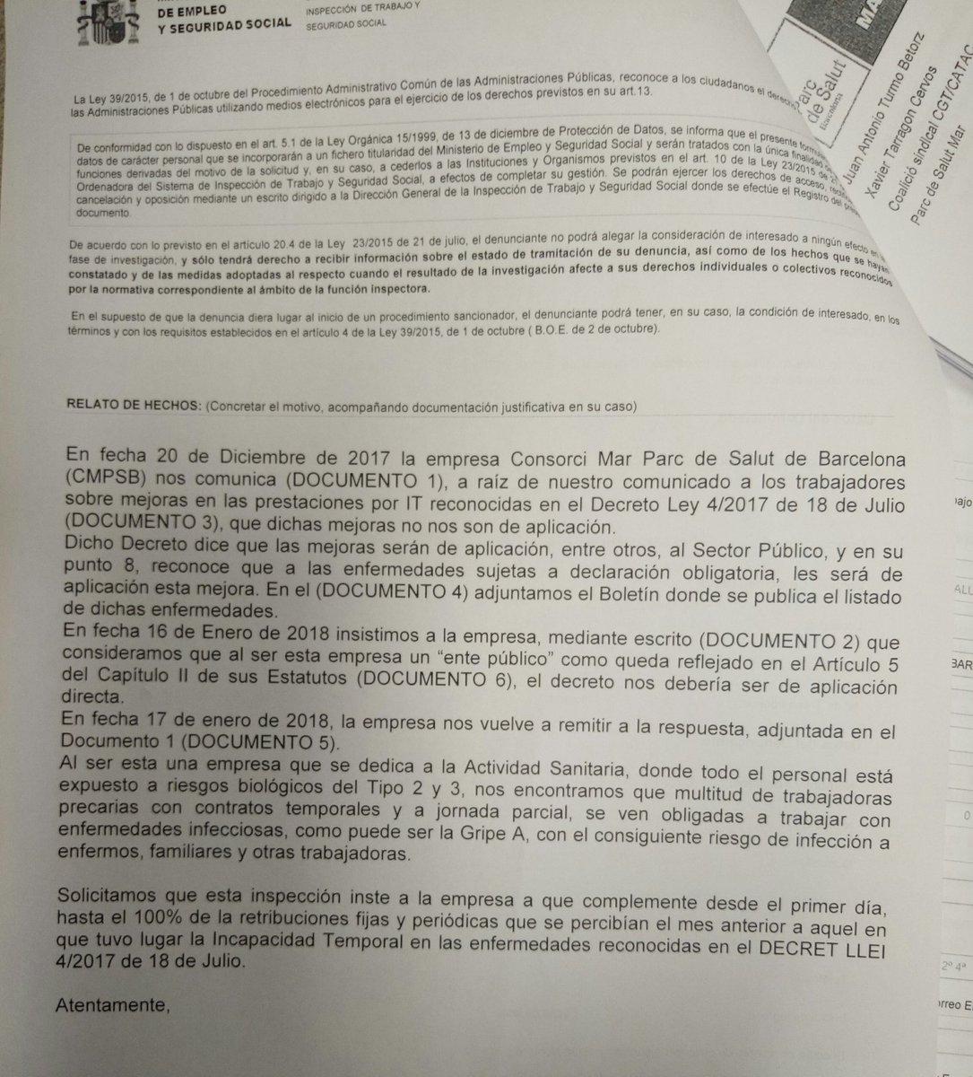 FtcPsmar's tweet photo. No ens deixen cap altre sortida que posar una denúncia en Inspecció de Treball. https://t.co/8Sved382Tg