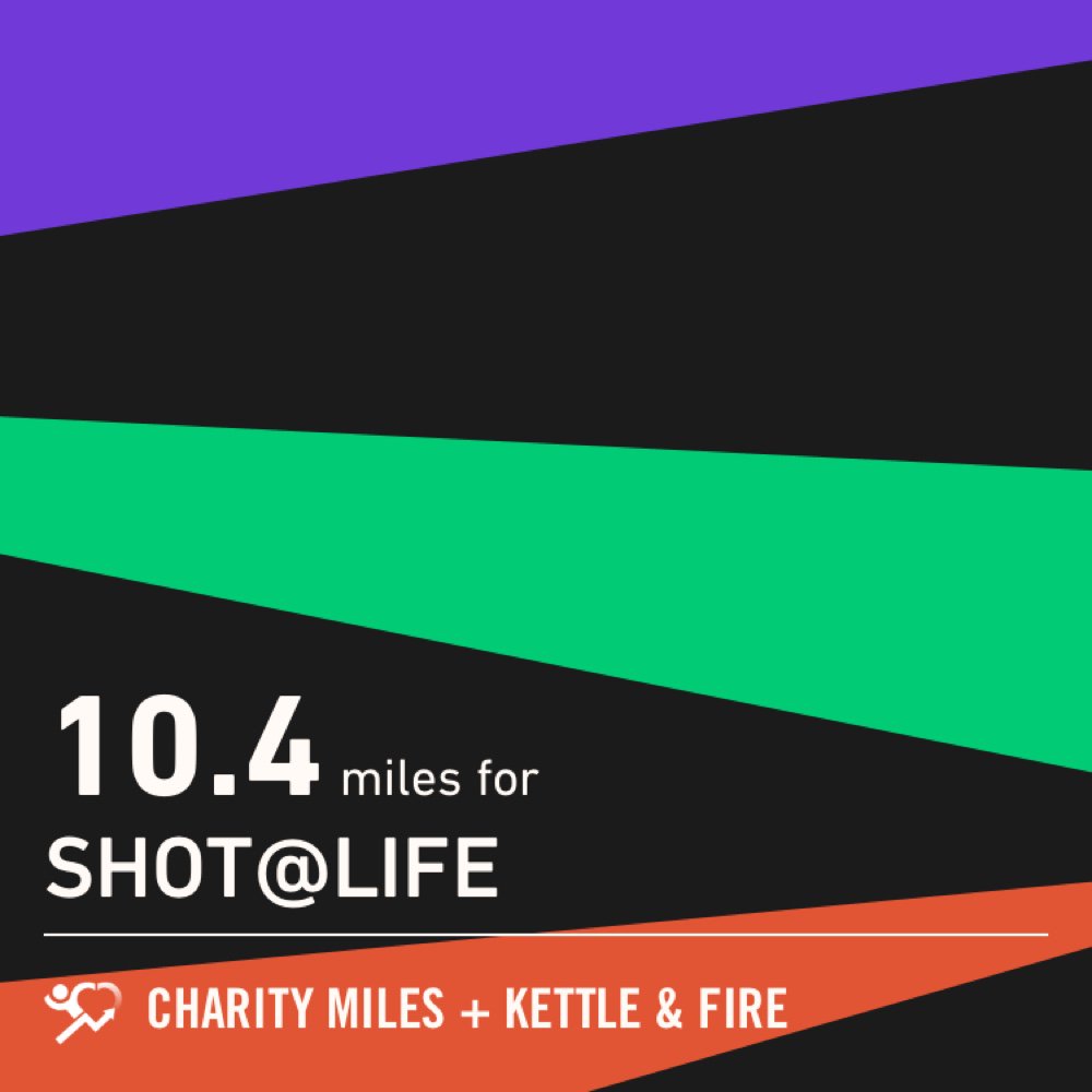NinaCong's tweet photo. 10.4 @CharityMiles for @ShotAtLife. Thanks to @kettleandfire for sponsoring me. https://t.co/3Iyqi2Euj1