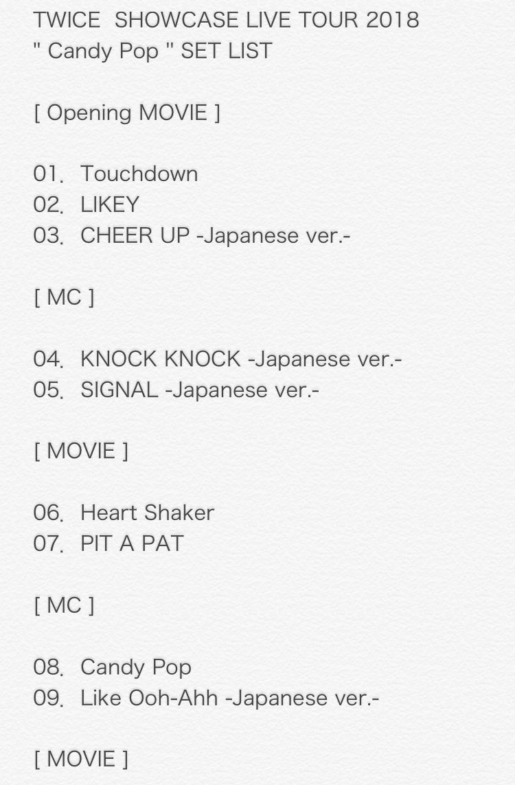 Twice India Twice Japan Showcase Tour 18 Today S Candypop Set List Twiceshowcaselivetour18 Twice 트와이스 トワイス T Co 1u2agjdrv8 Twitter Twice India Twice Japan Showcase Tour 18 Today S Candypop Set List Twiceshowcaselivetour18 Twice 트와이스 トワイス T Co 1u2agjdrv8 Twitter