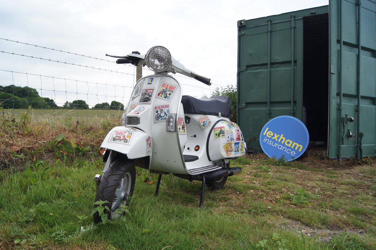 LexhamInsurance's tweet image. Our very own Rally Patch Vespa PX, we often have this scooter on display at Scooter Rallies and Events #FBF #FlashbackFriday #Vespa #VespaPX #Scooter #ScooterRally