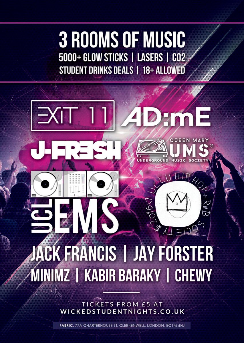 studenteventtix's tweet photo. #RefreshersRave at Fabric is next week! Join us for a heavyweight line up and itβs 18+ for one night only! Β£7 Tickets running low > https://t.co/Twea4kVsac https://t.co/xanHFyp2gj