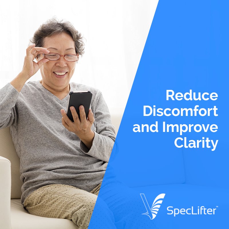 SpecLifter's tweet photo. Visualign SpecLifter is an invisible eyewear accessory that helps bifocal, trifocal, and progressive lens wearers to re-adjust their line of vision. See everything without experiencing neck strain: https://t.co/Qup0UoBKzJ https://t.co/1afnWp8EWR