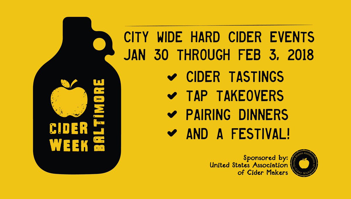 Cider Week Baltimore is almost here!  You can find events with Jack's Hard Cider at @abbeyburgerfells on January 29, <a href="/maxstaphouse/">Max's Taphouse</a> on January 31, @cardinaltav on February 1 and <a href="/pourthecore/">Pour The Core</a> on February 2.  Will you be joining us?